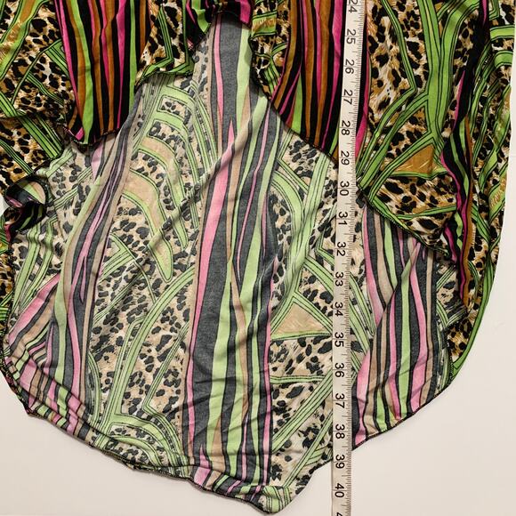 Colorful Animal Print Striped Halter Top High Low Midi Dress XL (fits small) - Picture 5 of 6